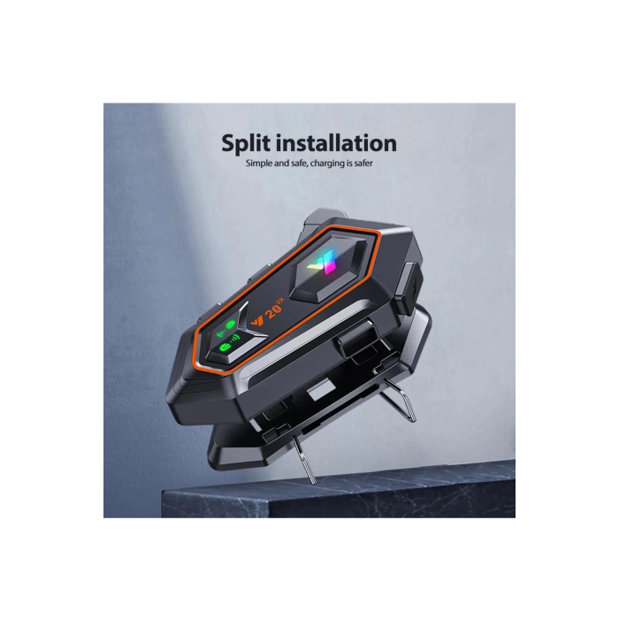 Y20 2x 1000m Telsiz Mesafeli 2 Kişi Bağlantılı Bluetooth Kask Kulaklık Fenerli İntercom ( Lisinya )