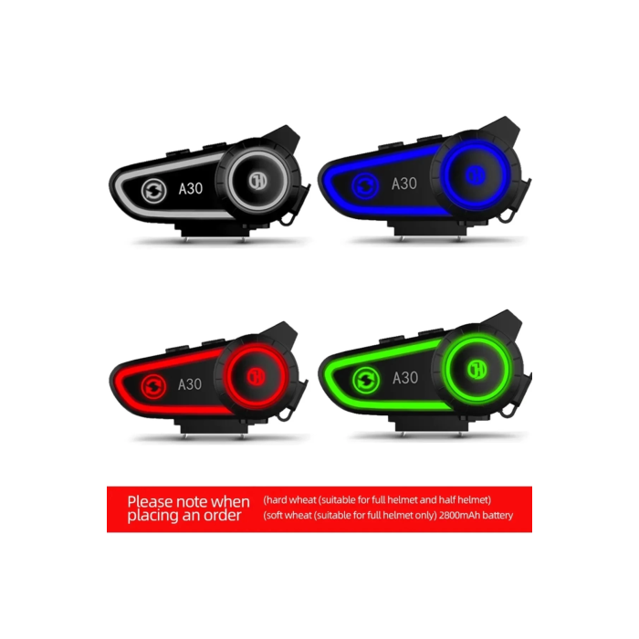 A30 Motosiklet Kask Kulaklık Intercom Işıklı 2 Eşleşme Özellikli ( Lisinya )