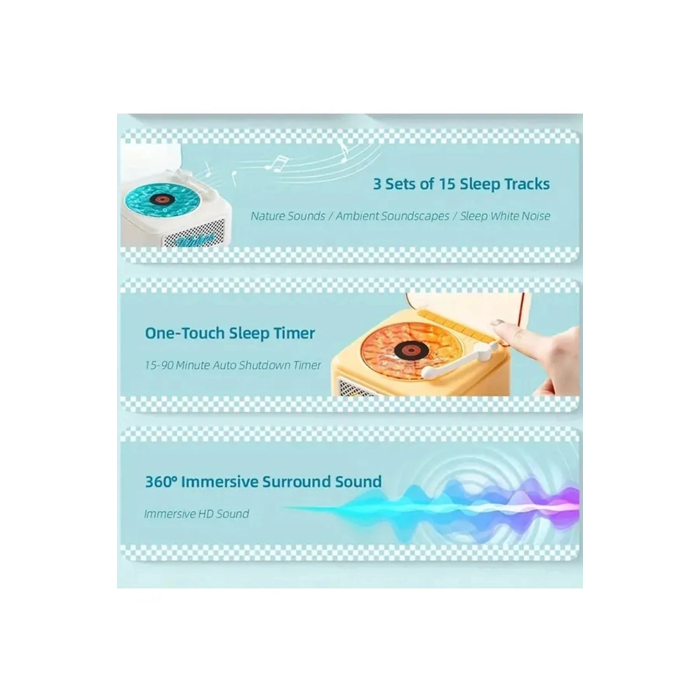 Nostalji Mini Plak Görünümlü Radyolu Bluetooth Hoparlör 3d Ses Dalgası Retro Müzik Plak Beyaz ( Lisinya )