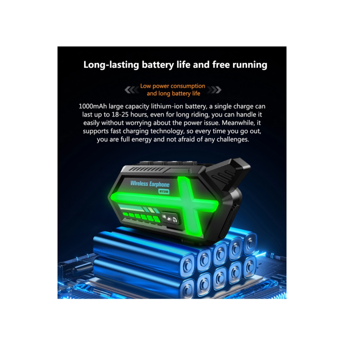 Bt26 Motosiklet Kask Kulaklık Bluetooth Rgb Işıklı 2 Eşleşme Özellikli 1000 Mah Intercom ( Lisinya )