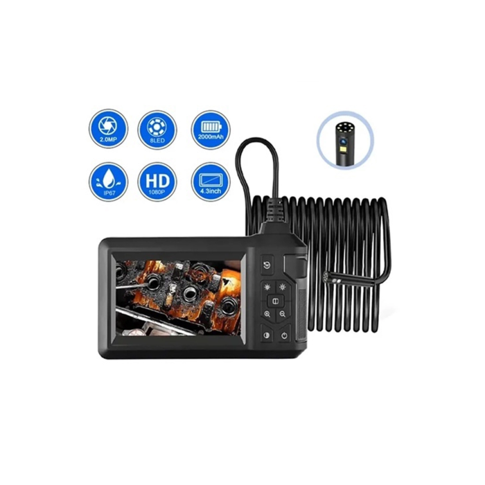 Vtn-008 Ekranlı Çift Kameralı 10 Mt Sert Kablo Yılan Endoskop Kamera 8 Mm 4.3 Inc ( Lisinya )