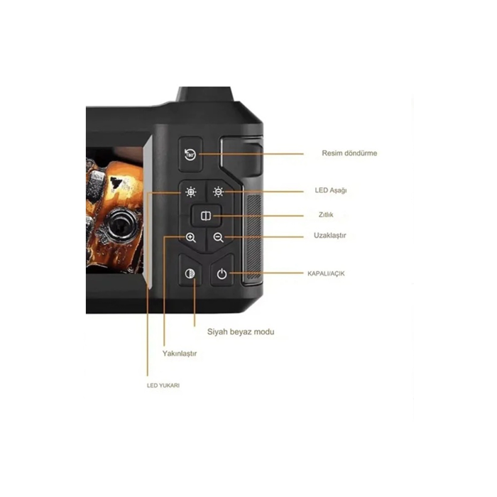 Vtn-009 Ekranlı Çift Kameralı 20 Metre Sert Kablo Yılan Endoskop Kamera 8 Mm 4.3 Inc ( Lisinya )