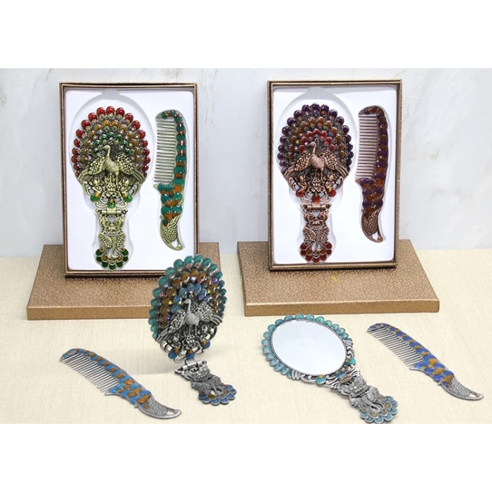 Tavuskuşu Katlanabilir Ayna Ve Tarak Seti Büyük Boy Alk4913 ( Lisinya )