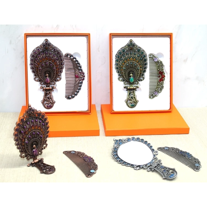 Tavuskuşu Katlanabilir Ayna Ve Tarak Seti Orta Boy Alk4984 ( Lisinya )