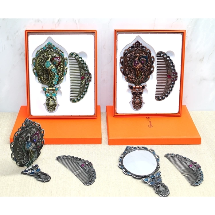 Tavuskuşu Katlanabilir Ayna Ve Tarak Seti Orta Boy Alk4983 ( Lisinya )