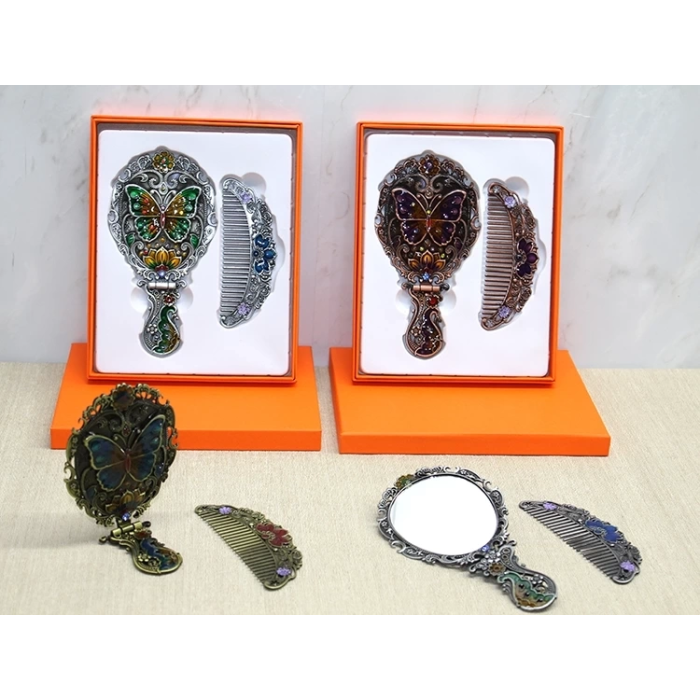 Kelebek Katlanabilir Ayna Ve Tarak Seti Orta Boy Alk4985 ( Lisinya )