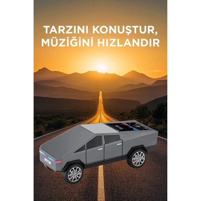 D68 Cyber Model Araba Tasarımlı Bluetooth Hoparlör 15w Güçlü Ses Rgb Led /tws/usb Gri ( Lisinya )