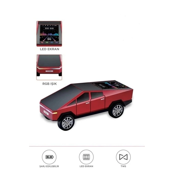D68 Cyber Model Araba Tasarımlı Bluetooth Hoparlör 15w Güçlü Ses Rgb Led /tws/usb Kırmızı ( Lisinya )