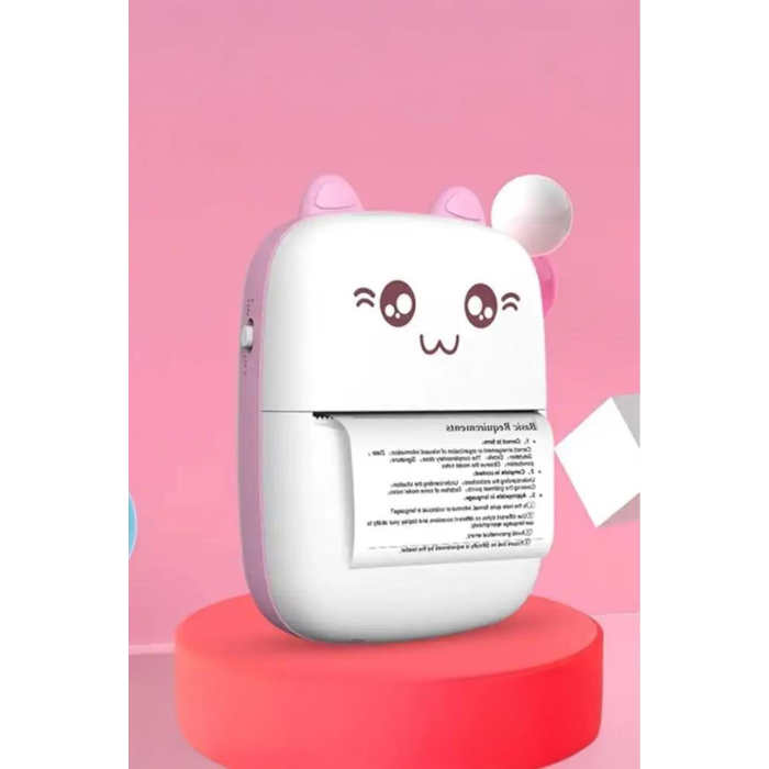 C9 Pembe Mini Yazıcı Taşınabilir Termal Yazıcı Kablosuz Bağlantı Ap Kontrol Cep Yazıcısı ( Lisinya )