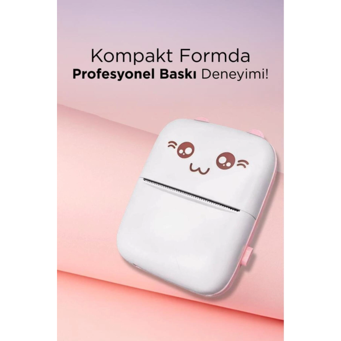C9 Pembe Mini Yazıcı Taşınabilir Termal Yazıcı Kablosuz Bağlantı Ap Kontrol Cep Yazıcısı ( Lisinya )