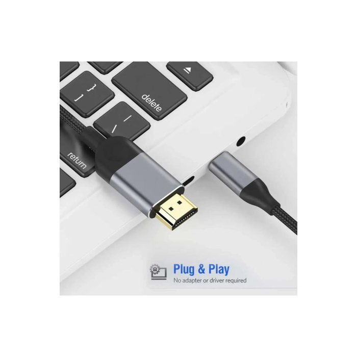 3 Metre 8 Gbps Hız 4k/30 Hz Type C To Hdmı Çevirici Dönüştürücü Tv Telefon Pc Hasır Bağlantı Kablosu ( Lisinya )