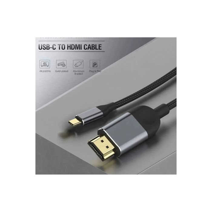 3 Metre 8 Gbps Hız 4k/30 Hz Type C To Hdmı Çevirici Dönüştürücü Tv Telefon Pc Hasır Bağlantı Kablosu ( Lisinya )