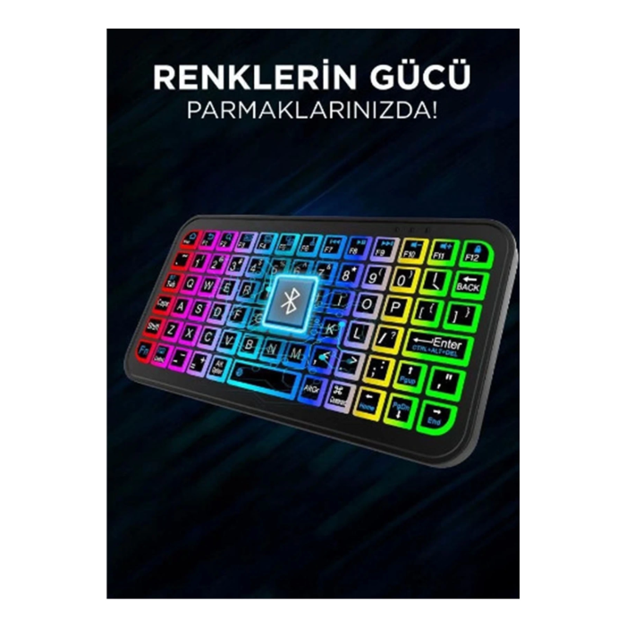 Mini Klavye Smarttv Işıklı Bluetooth Kablosuz Televizyon Ps3 Dizüstü Tabletler Ve Telefonlar İçin ( Lisinya )