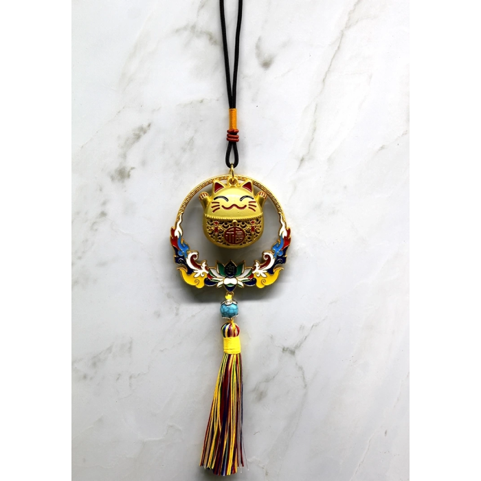 Renkli Püsküllü Şans Kedisi Feng Shui Askılık Alk4452 ( Lisinya )