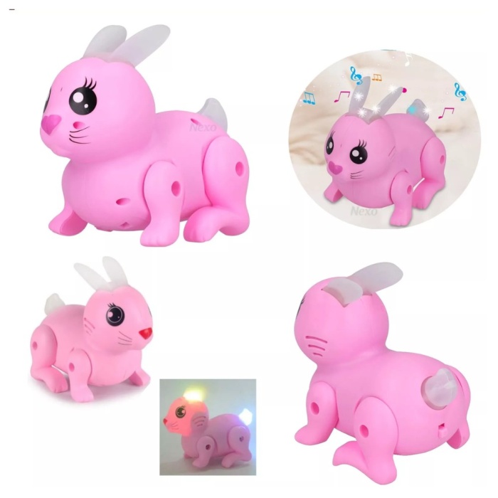 Pilli Tavşan Figür - Sesli Hareketli - 99777-1 - Pembe (Lisinya)