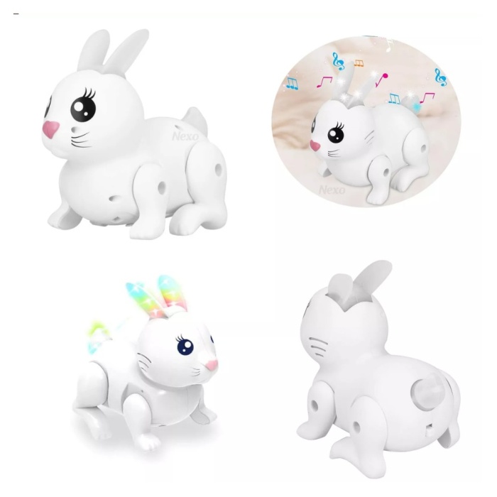 Pilli Tavşan Figür - Sesli Hareketli - 99777-1 - Beyaz (Lisinya)