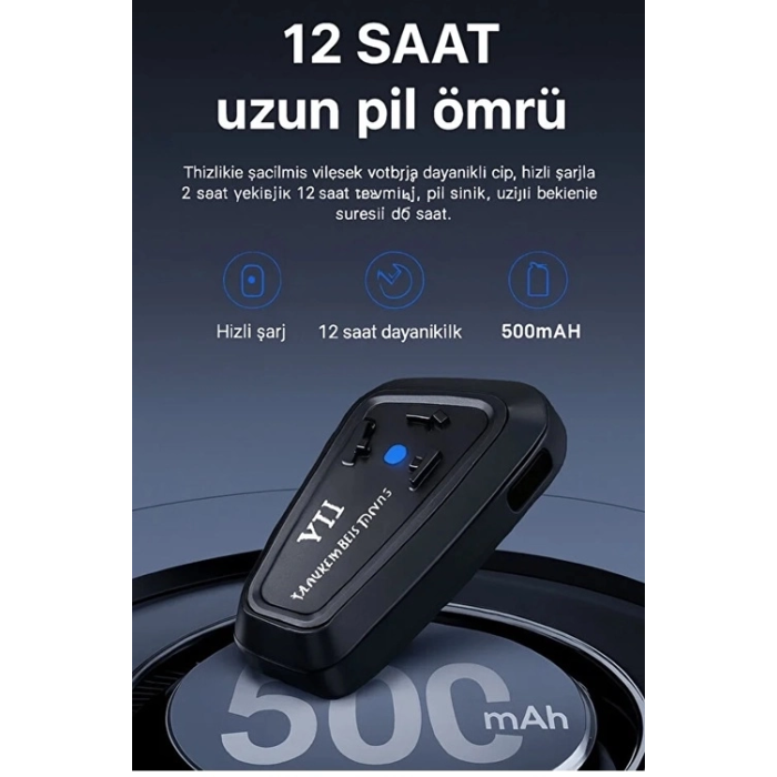 Y11 Bluetooth Kulaklık Mikrofonlu Motosiklet Kulaklığı İntercom Bt 5.3 ( Lisinya )