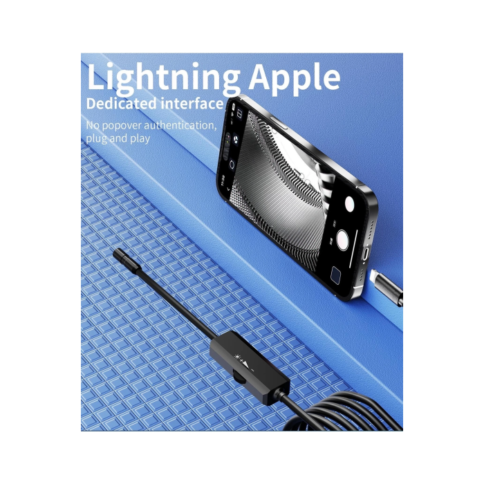 Endoskop Yılan Video Kamera İos Uyumlu Led’li 10 Metre 7 Mm Sert Kablo 2mp Full Hd ( Lisinya )