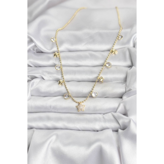 Pirinç Gold Renk Yıldız Model Kadın Kolye - Lisinya