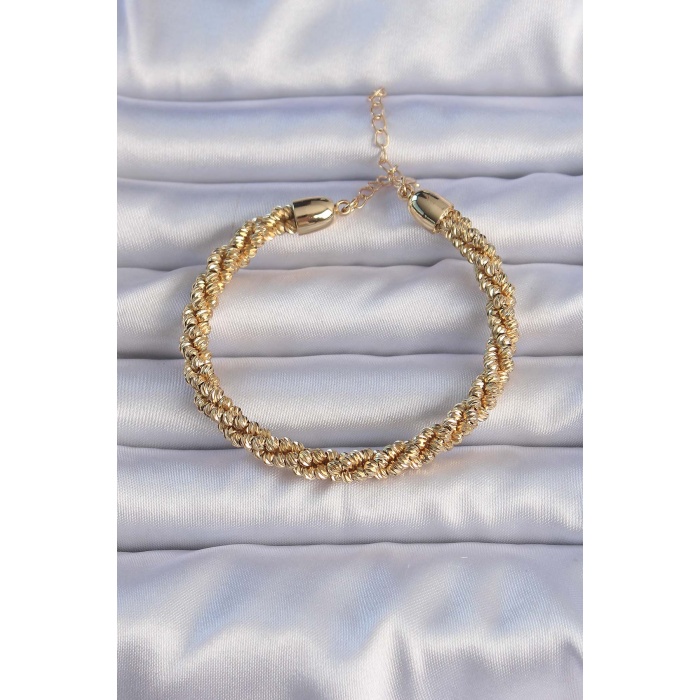 Pirinç Altın Renk Sarmal Model Bileklik - Lisinya