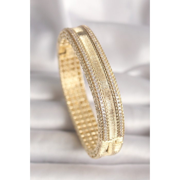 Pirinç Gold Renk Zirkon Taşlı Bileklik - Lisinya