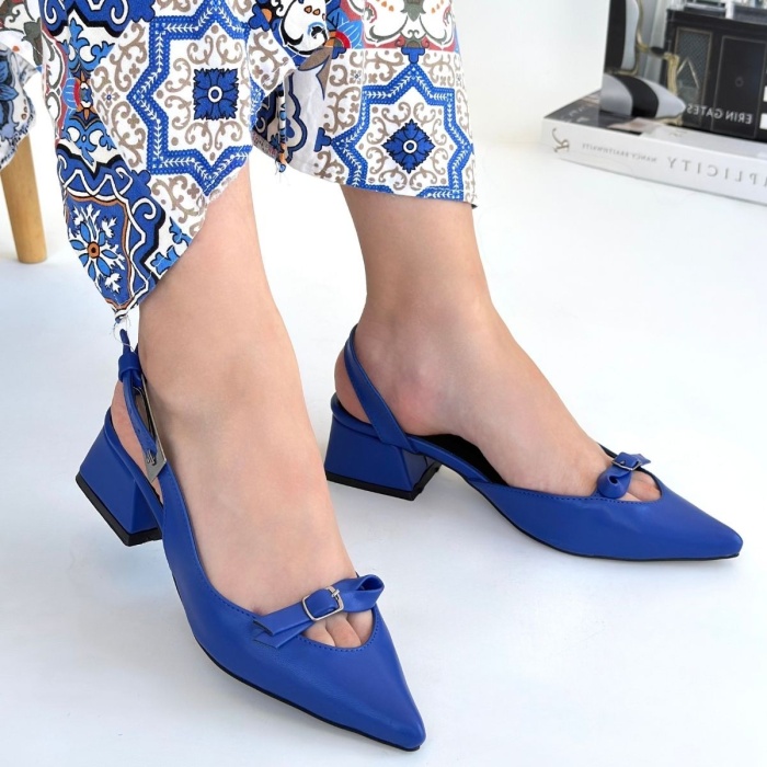 Rewat Mavi Cilt Topuklu Ayakkabı - Lisinya