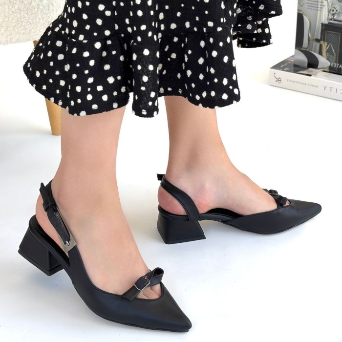 Rewat Siyah Cilt Topuklu Ayakkabı - Lisinya