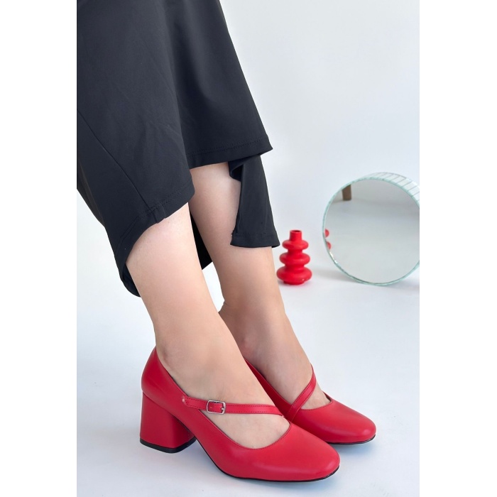 Kier Kırmızı Cilt Topuklu Ayakkabı - Lisinya