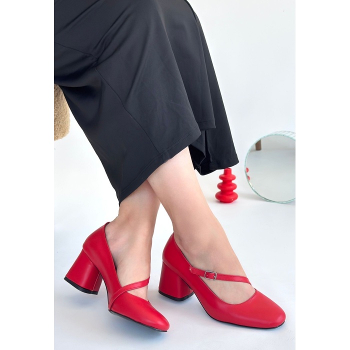 Kier Kırmızı Cilt Topuklu Ayakkabı - Lisinya