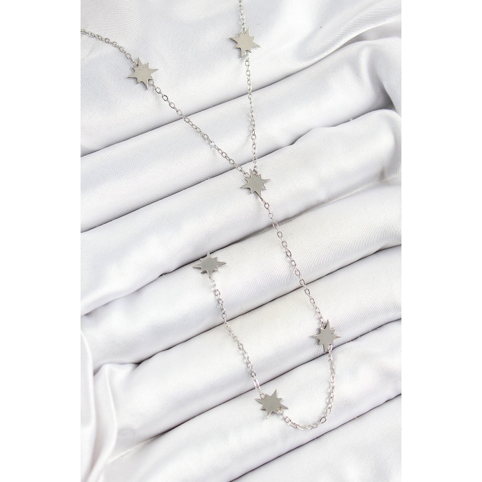 316L Çelik Kutup Yıldızı Figürlü Y Model Gümüş Renk Kadın Kolye - Lisinya