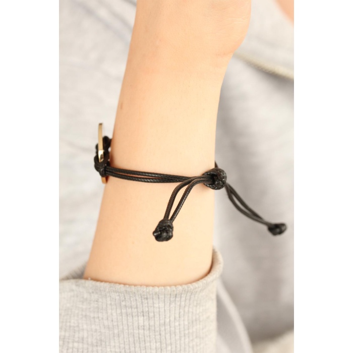 COOL (Havalı) Siyah Deri İpli Unisex Mood Bileklik - Lisinya