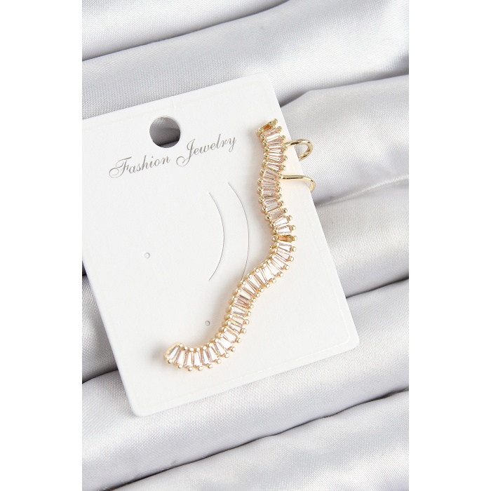 Pirinç Su Yolu Model Gold Renk Sağ Kıkırdak Küpe - Lisinya