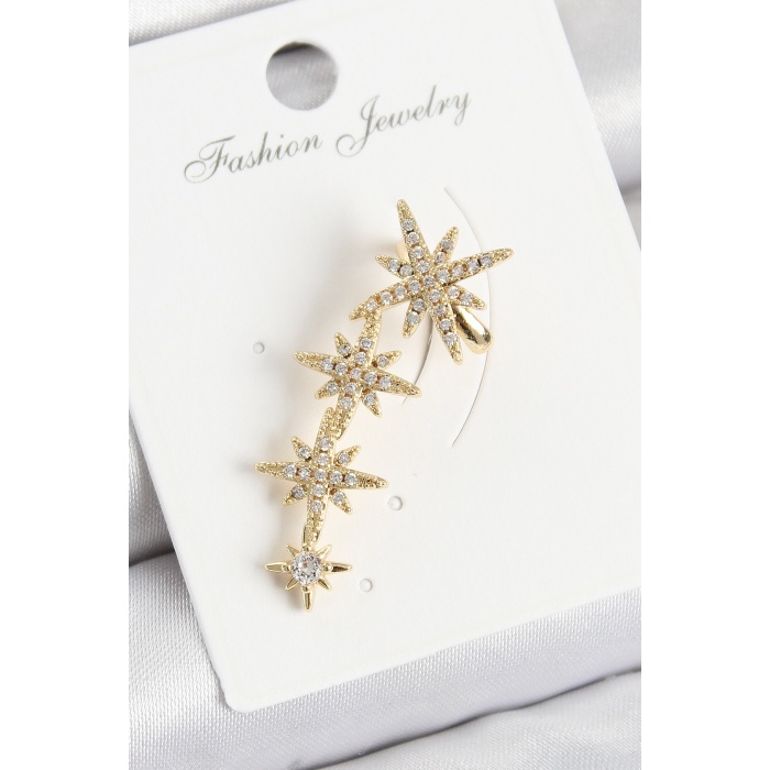 Pirinç Kutup Yıldızı Model Gold Renk Sağ Kıkırdak Küpe - Lisinya