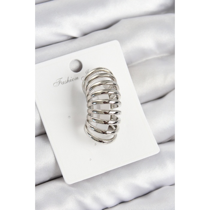 Pirinç Yay Model Gümüş Renk Sağ Kıkırdak Küpe - Lisinya