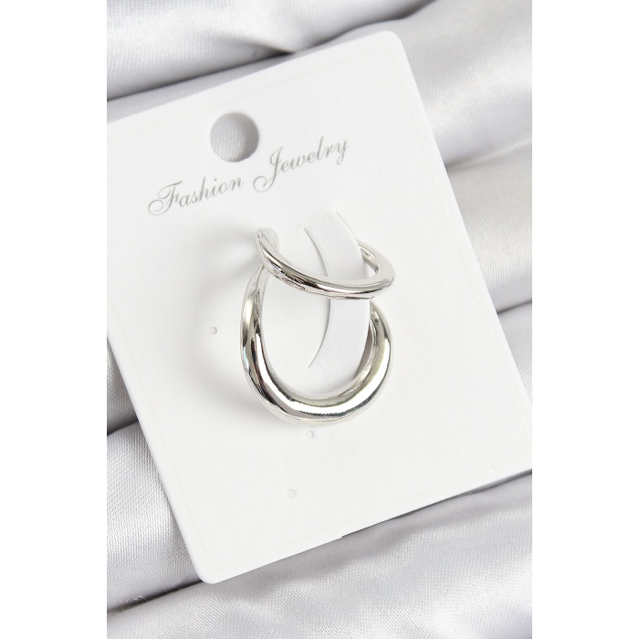 Pirinç Halka Model Gümüş Renk Sağ Kıkırdak Küpe - Lisinya