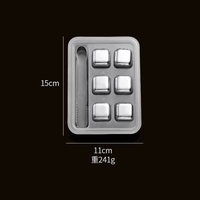 6lı Çelik Metal Kaplama Viski Taşı Soğutma Buz Küpü - Lisinya