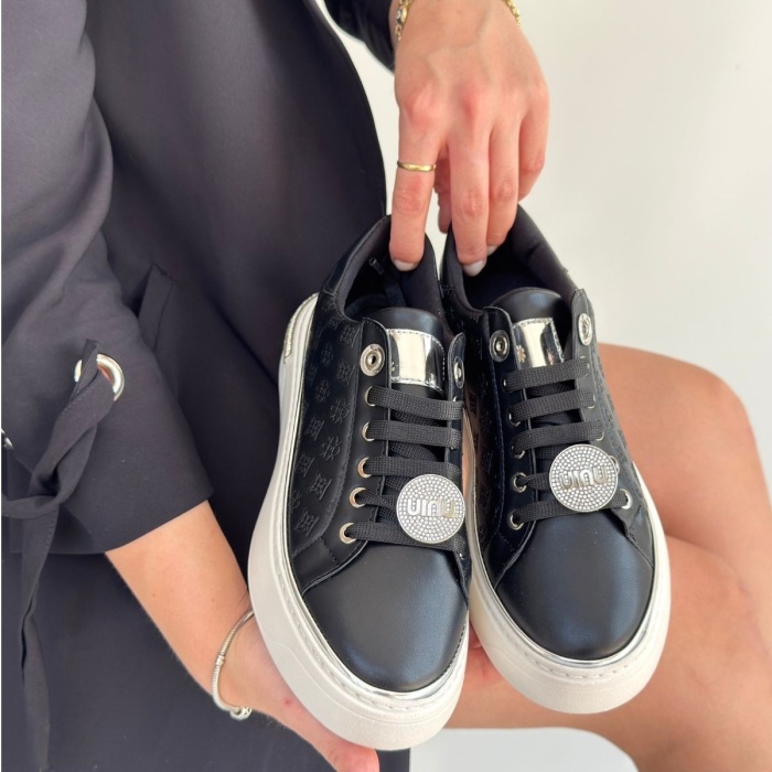 Jlar Siyah Cilt Bağcıklı Spor Ayakkabı - Lisinya