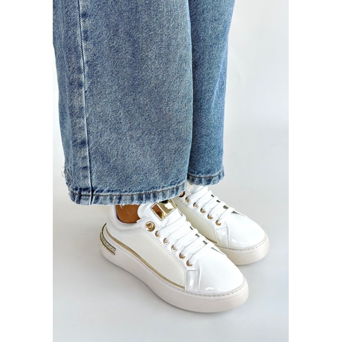 Hley Beyaz Rugan Paraşüt Detaylı Bağcıklı Spor Ayakkabı - Lisinya