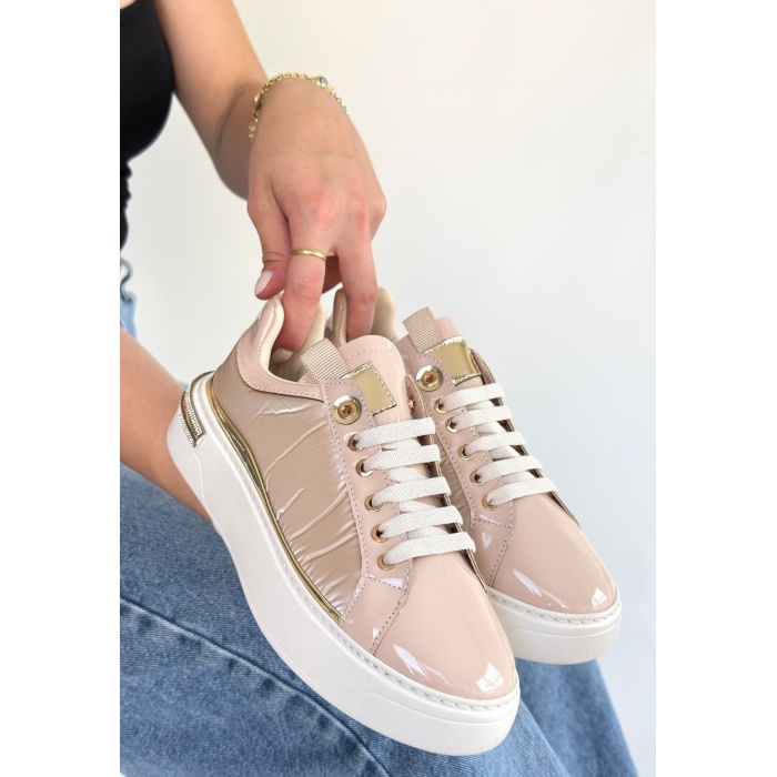 Hley Bej Rugan Paraşüt Detaylı Bağcıklı Spor Ayakkabı - Lisinya