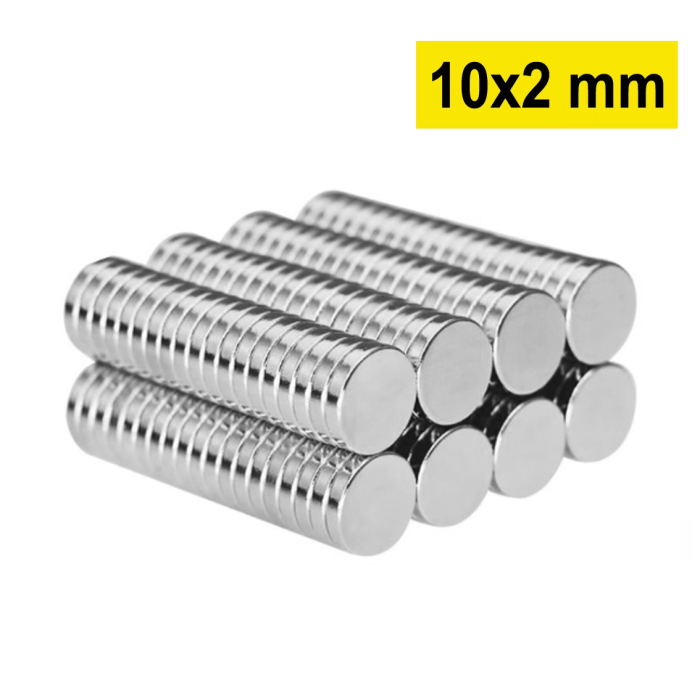 10 Adet 10x2mm Yuvarlak Neodyum Mıknatıs Güçlü Magnet Nikel Kaplamalı ( Lisinya )