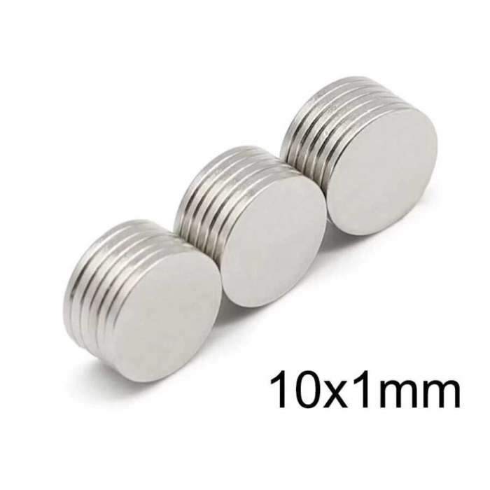 50 Adet 10x1mm Yuvarlak Neodyum Mıknatıs Güçlü Dayanıklı Magnet Nikel Kaplama ( Lisinya )