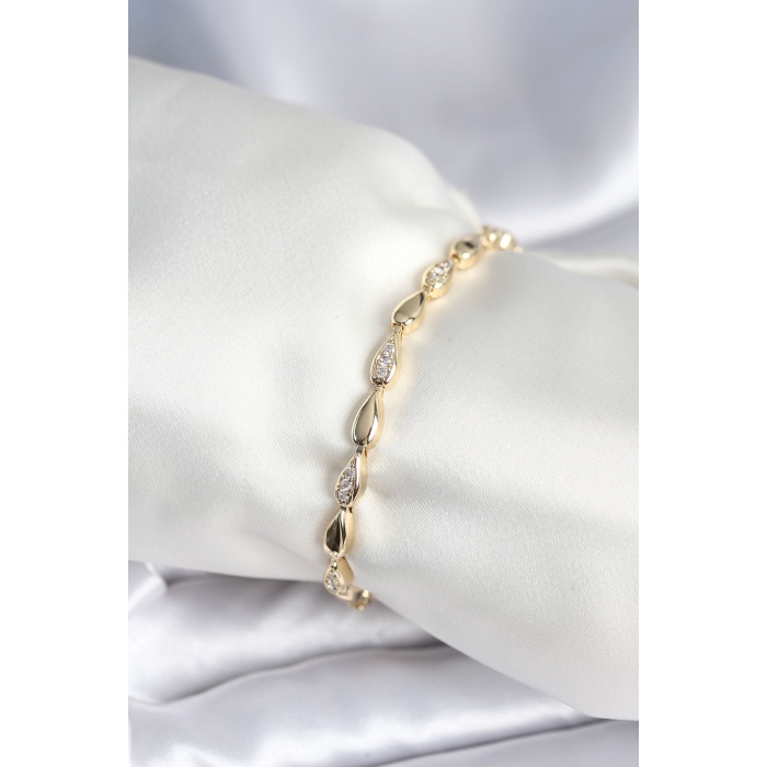 Pirinç Gold Renk Damla Model Kadın Bileklik - Lisinya