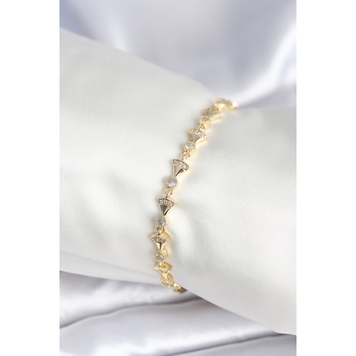 Pirinç Gold Renk Yelpaze Model Kadın Bileklik - Lisinya