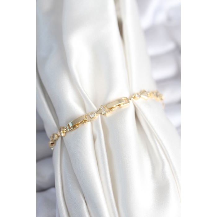 Pirinç Gold Renk Yelpaze Model Kadın Bileklik - Lisinya