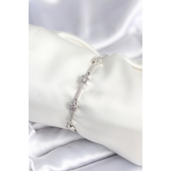 Pirinç Gümüş Renk Halley Yıldız Model Kadın Bileklik - Lisinya