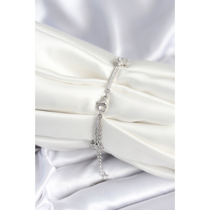 Pirinç Gümüş Renk Yıldız Model Kadın Bileklik - Lisinya