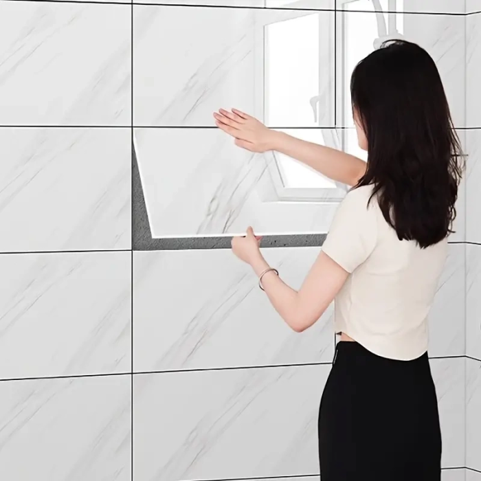 Beyaz Mermer Desenli Alüminyum Plastik Duvar Sticker ( Lisinya )