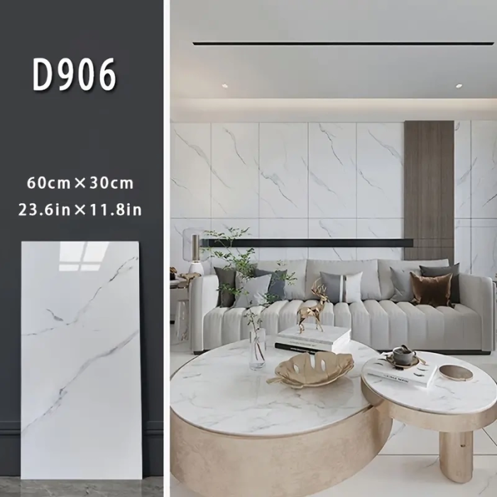 Beyaz Mermer Desenli Alüminyum Plastik Duvar Sticker ( Lisinya )