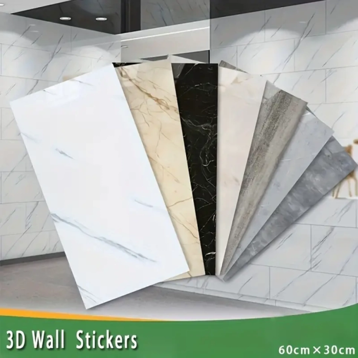 Vinil Beyaz Mermer Desenli Alüminyum Plastik Duvar Sticker ( Lisinya )