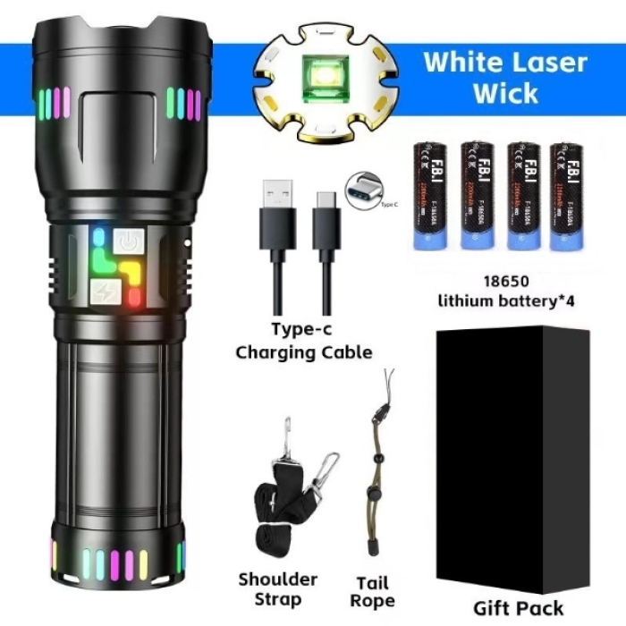 Pro F-3002 Alüminyum Tg Led Gece Şeritli Type-c Şarjlı El Feneri ( Lisinya )